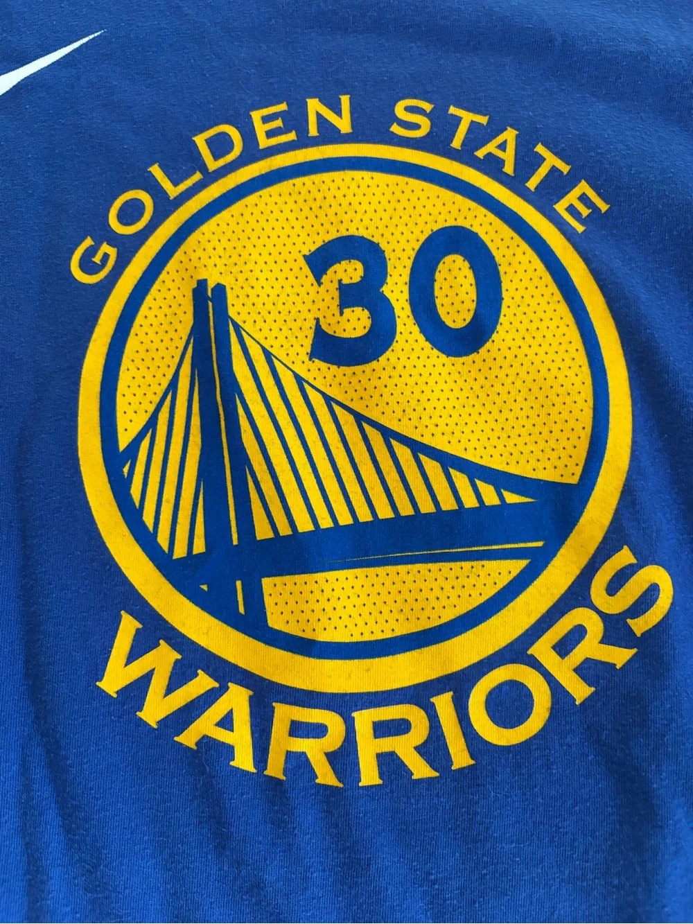 Nike Golden State Warriors Blue Kids' Sz. Large 14/16 T-Shirt. Curry. NBA #30